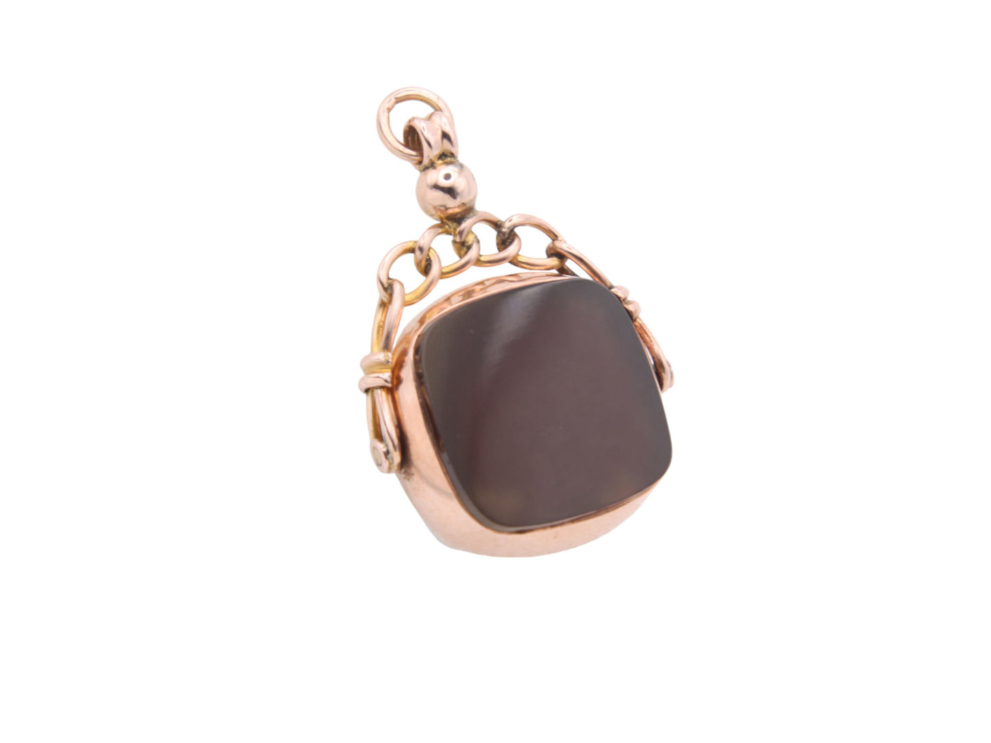 Antique 9ct Rose Gold Bloodstone Carnelian Spinner Pendant