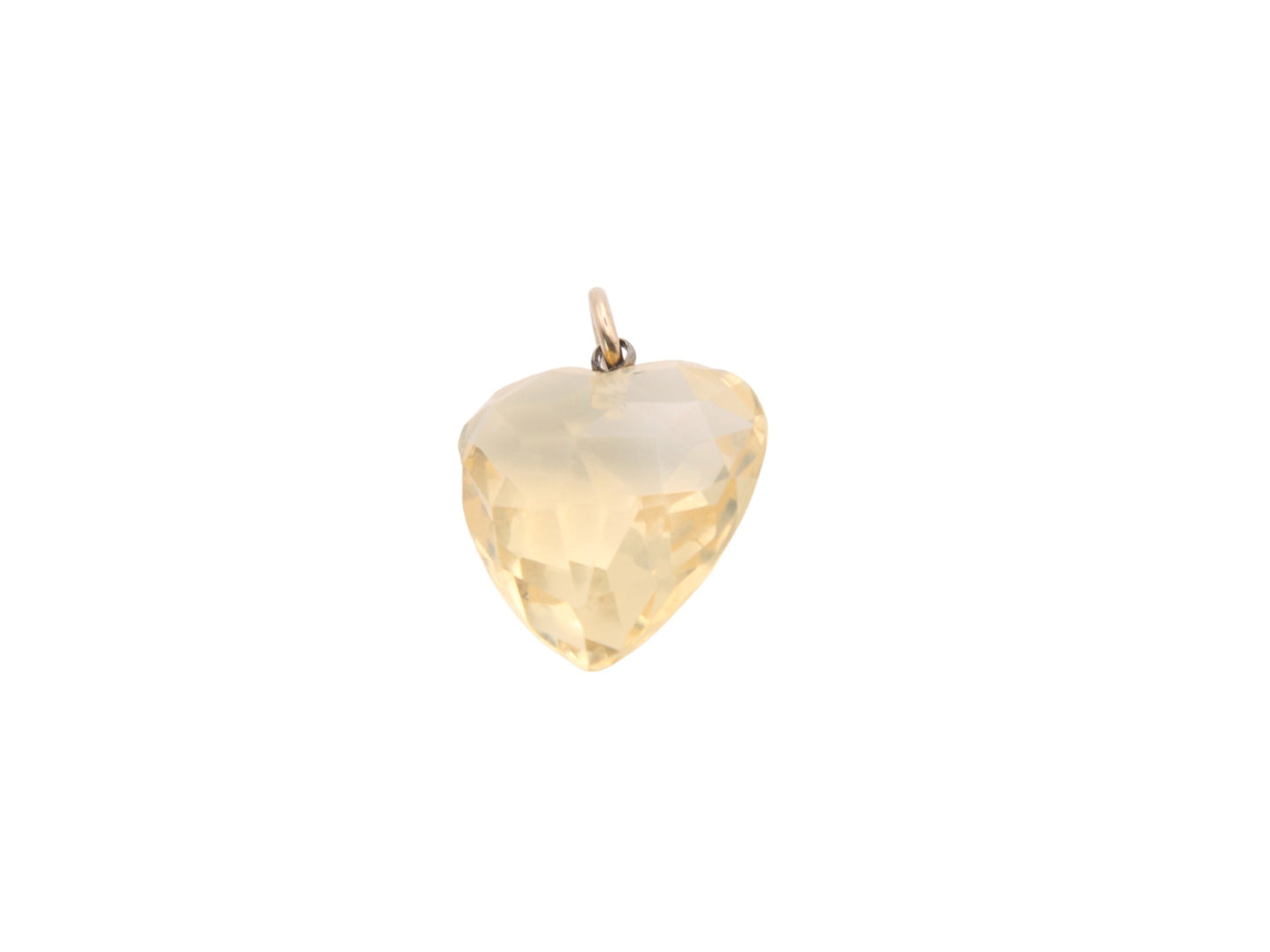 Antique 9ct Gold Faceted Citrine Heart Pendant