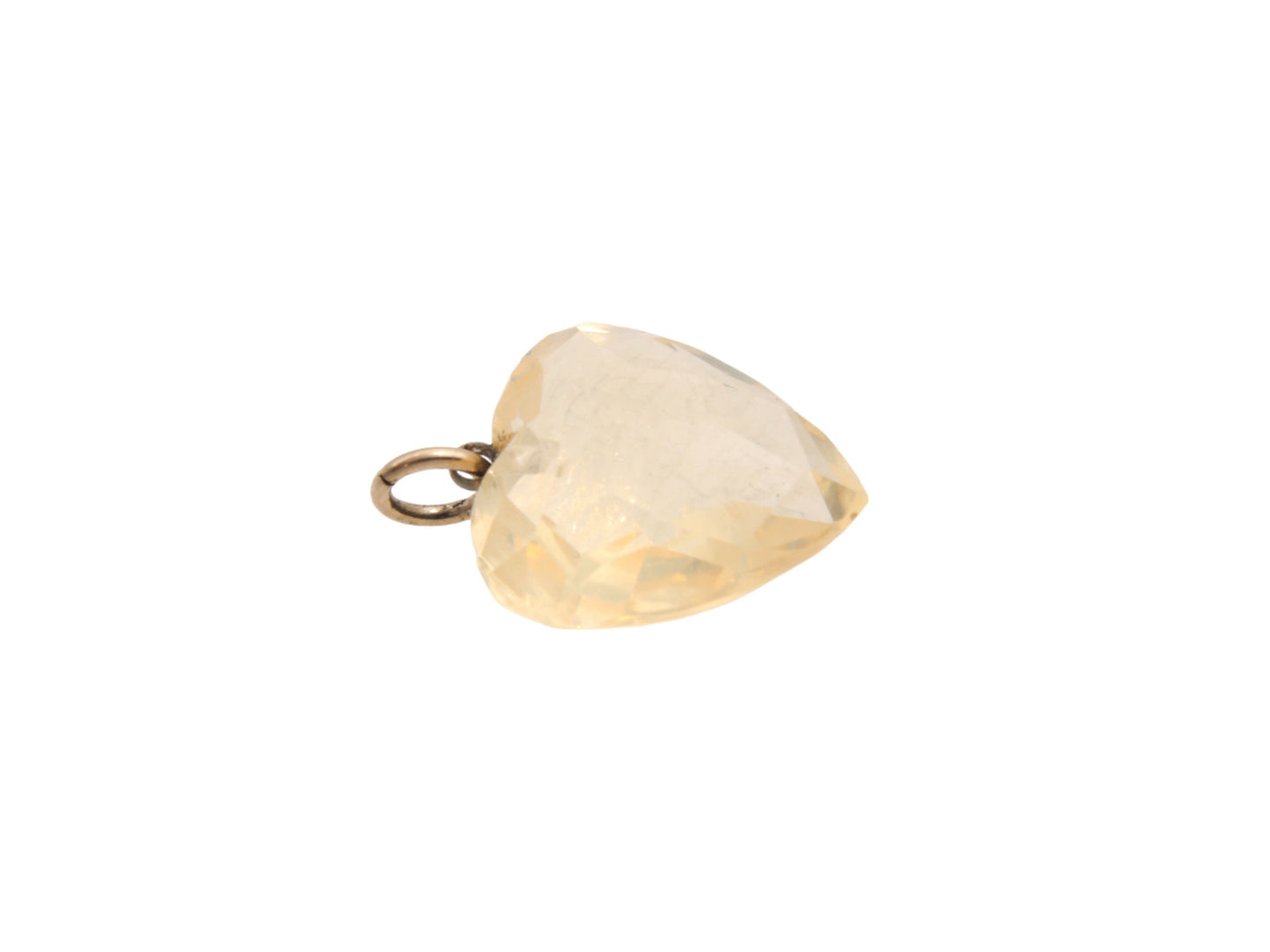 Antique 9ct Gold Faceted Citrine Heart Pendant