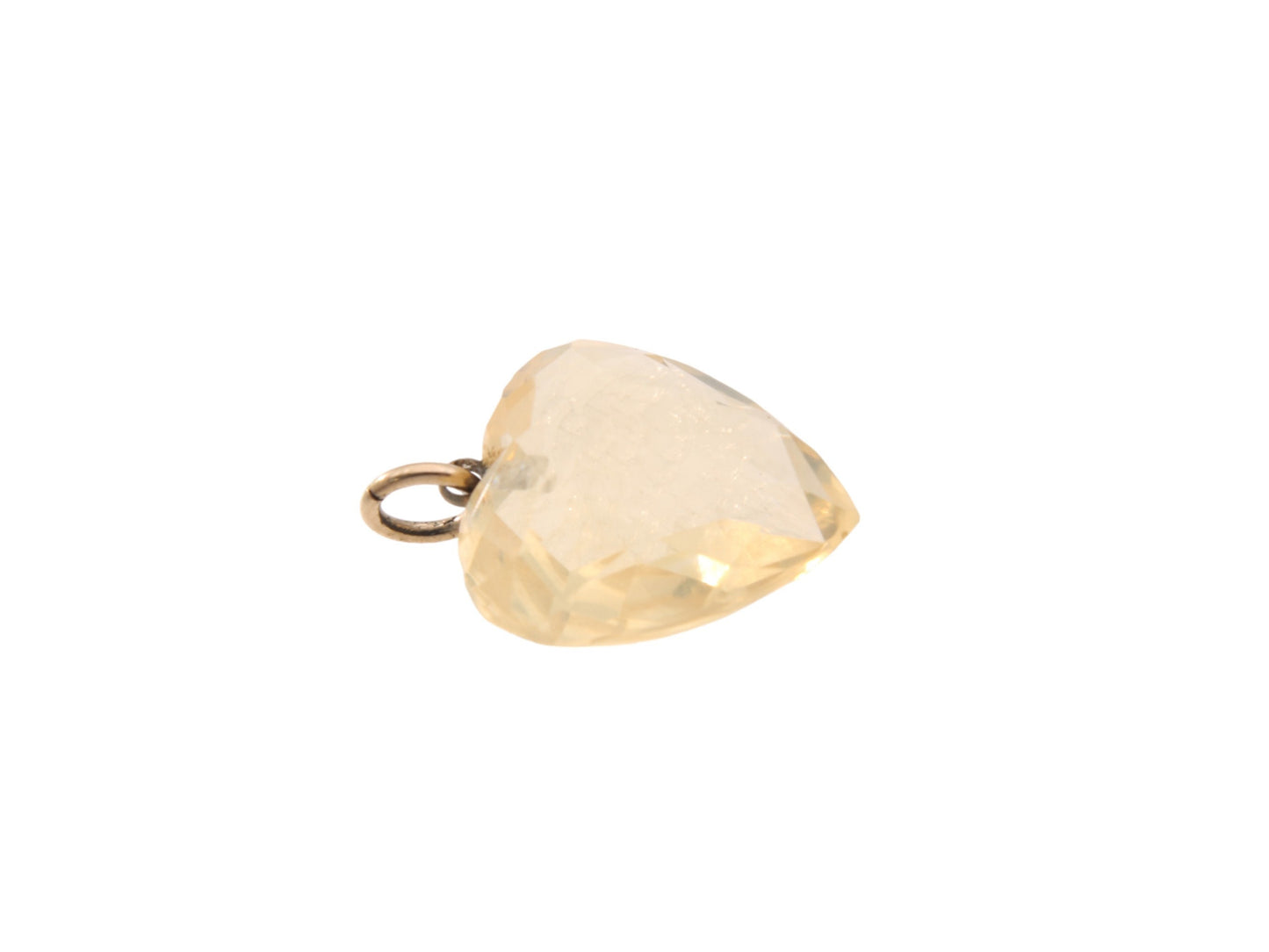 Antique 9ct Gold Faceted Citrine Heart Pendant