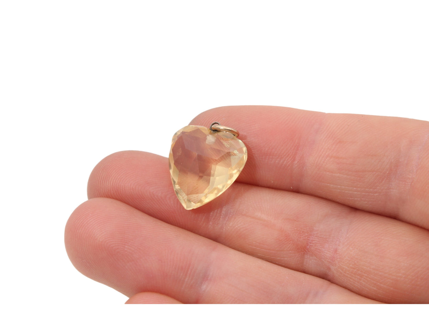 Antique 9ct Gold Faceted Citrine Heart Pendant