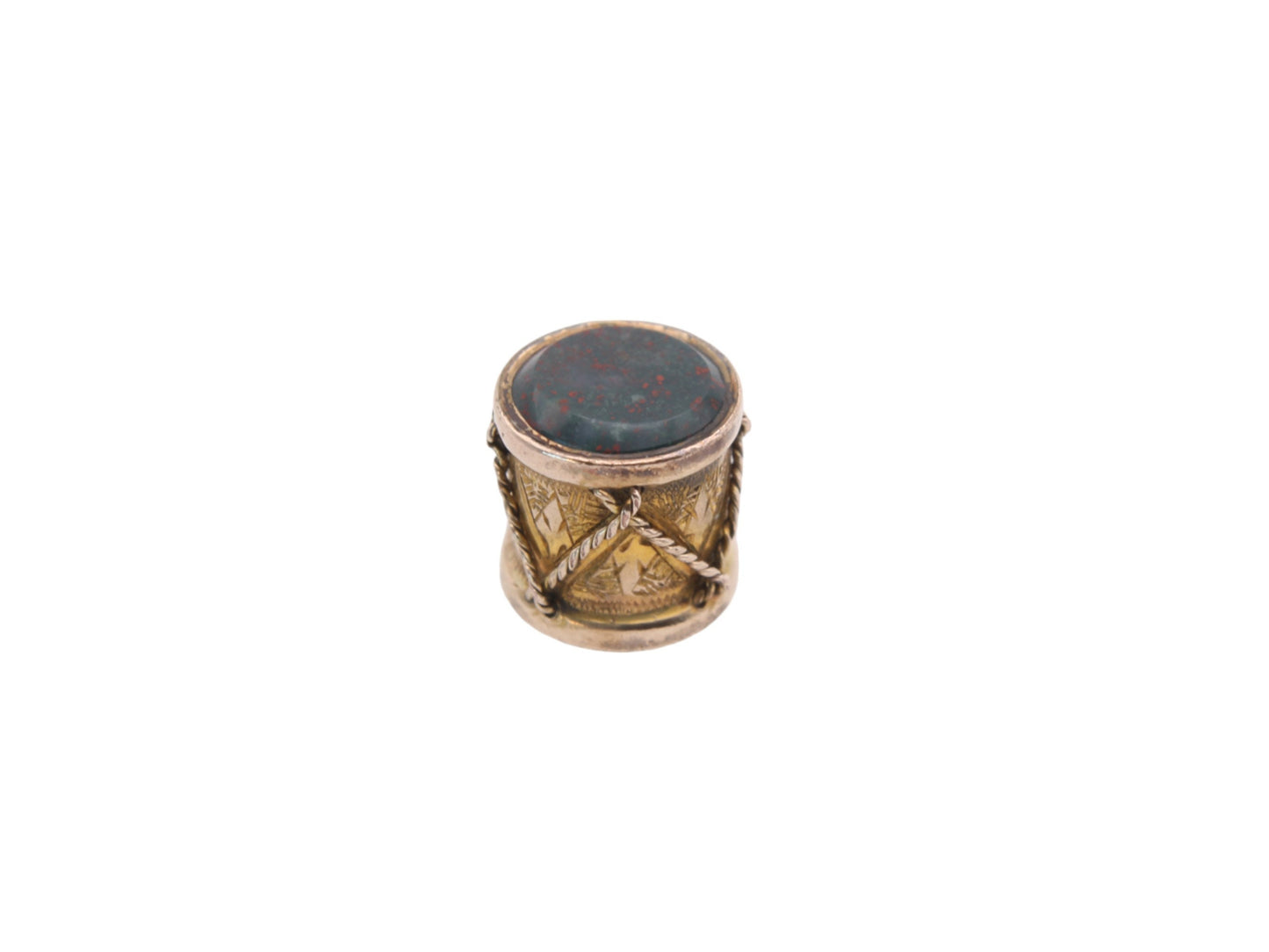 Antique 9ct Gold Bloodstone Drum Charm