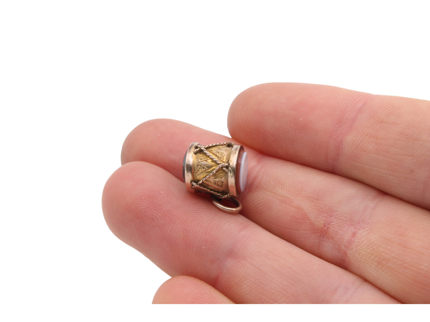 Antique 9ct Gold Bloodstone Drum Charm