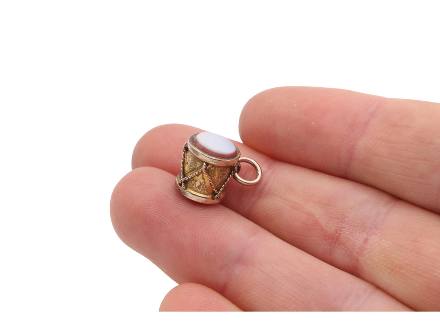 Antique 9ct Gold Bloodstone Drum Charm