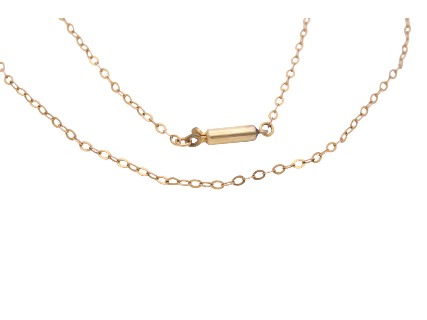 Antique 9ct Gold Dainty Rolo Link Necklace Chain, 16.5"
