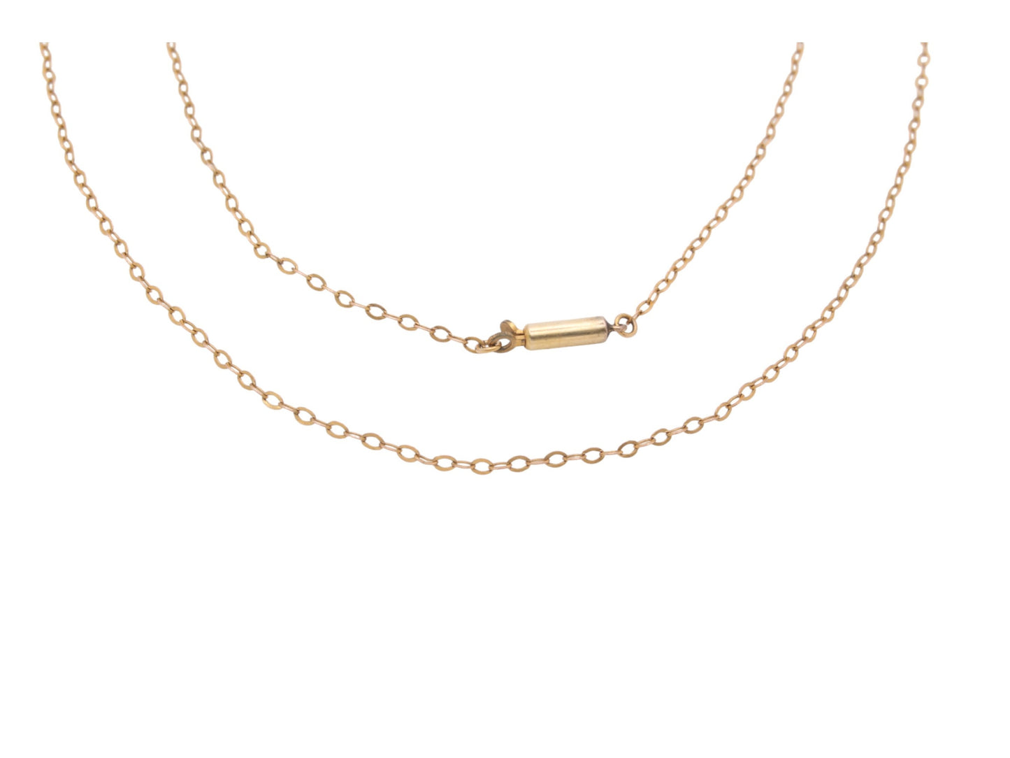 Antique 9ct Gold Dainty Rolo Link Necklace Chain, 16.5"