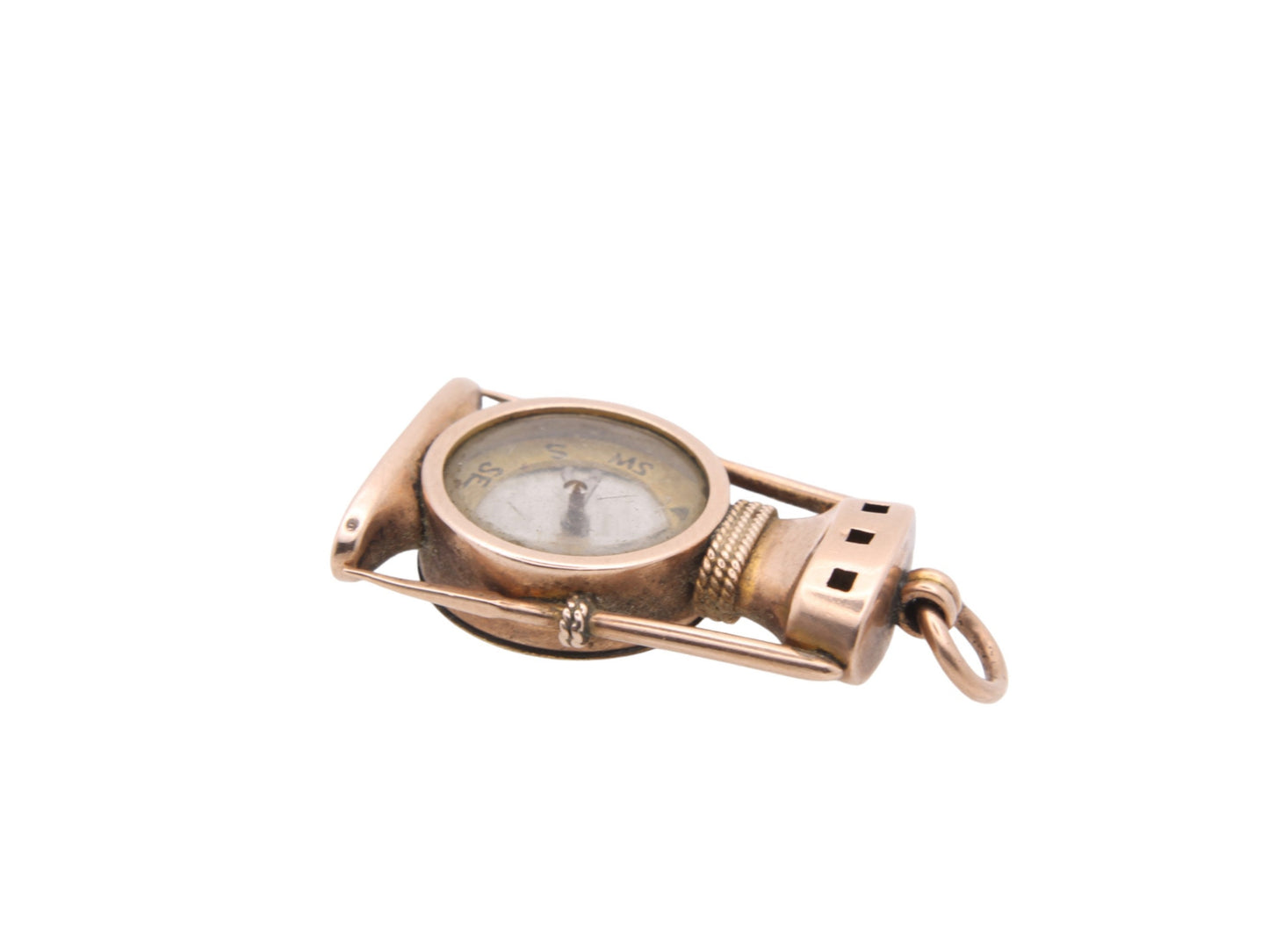 Antique 9ct Gold Lantern Compass Pendant Fob