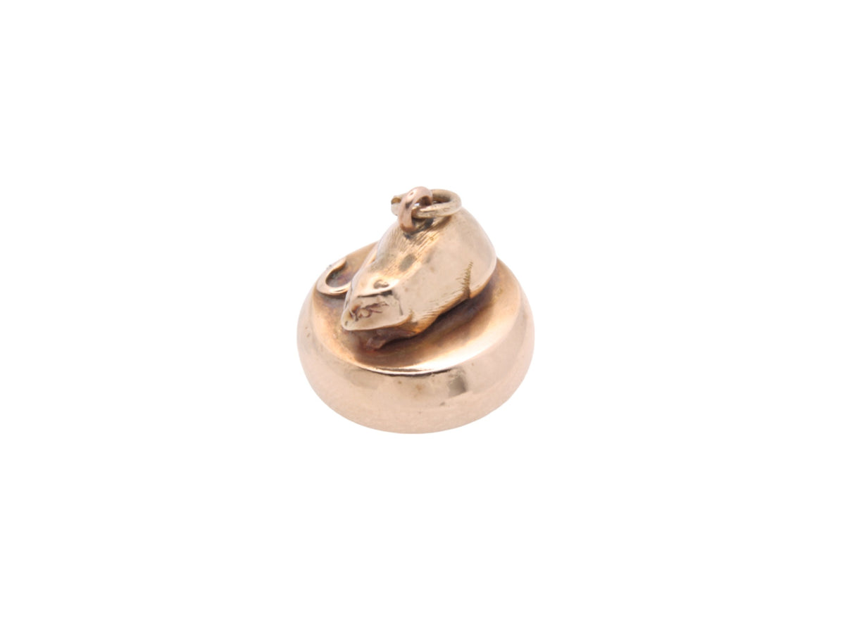 Antique 9ct Gold Mouse Pendant Fob
