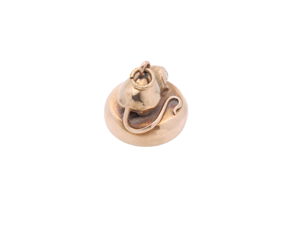 Antique 9ct Gold Mouse Pendant Fob
