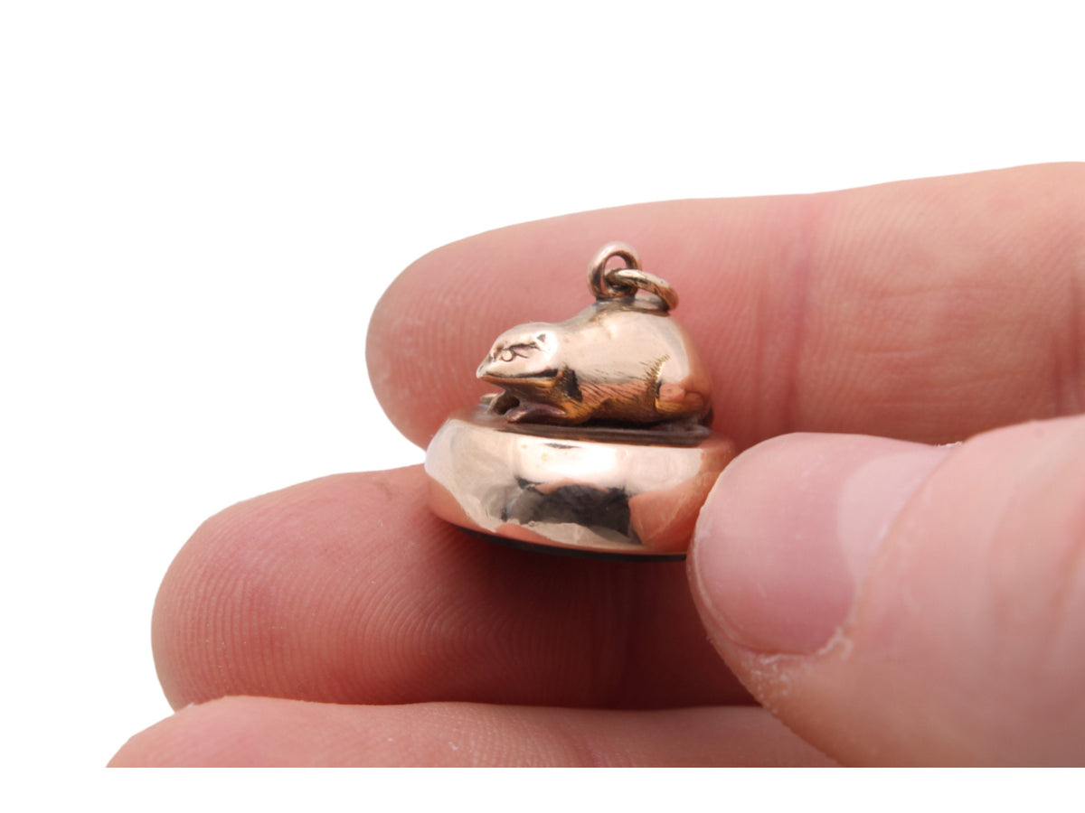 Antique 9ct Gold Mouse Pendant Fob