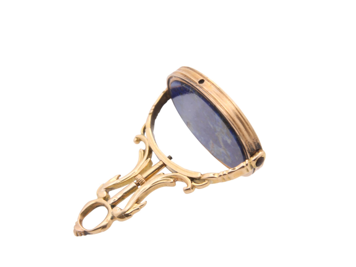 Antique-18ct-Gold-Lapis-Lazuli-Spinner-Pendant-With-Locking-Pin