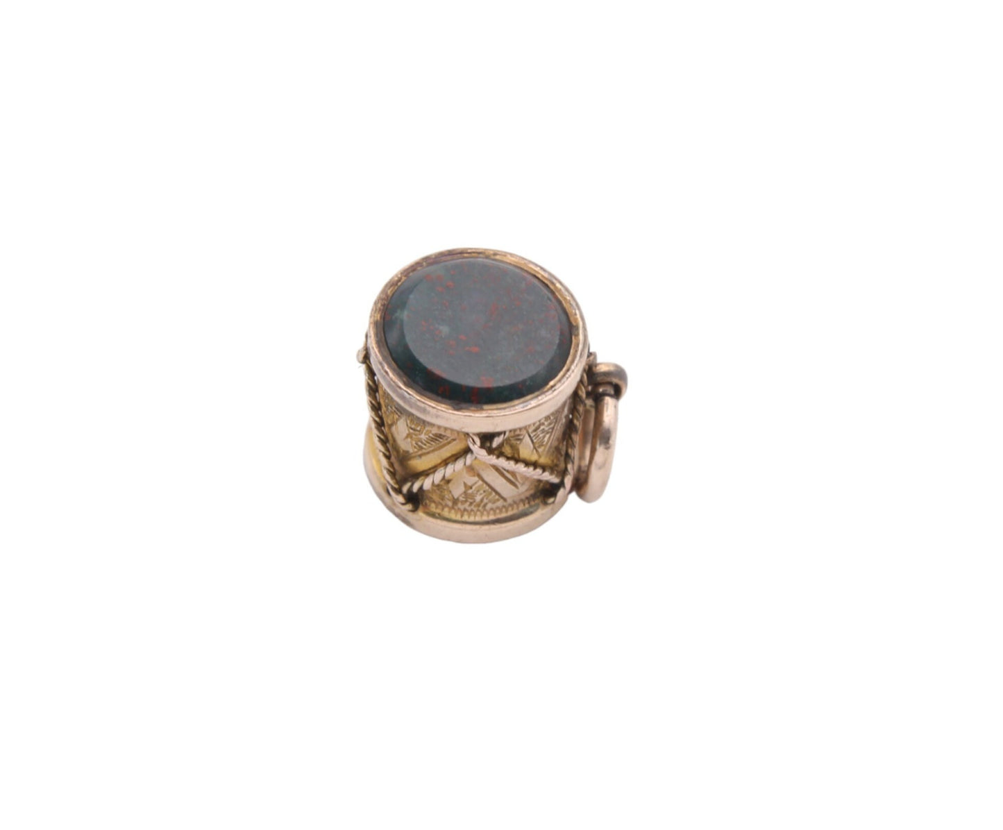 Antique 9ct Gold Bloodstone Drum Charm
