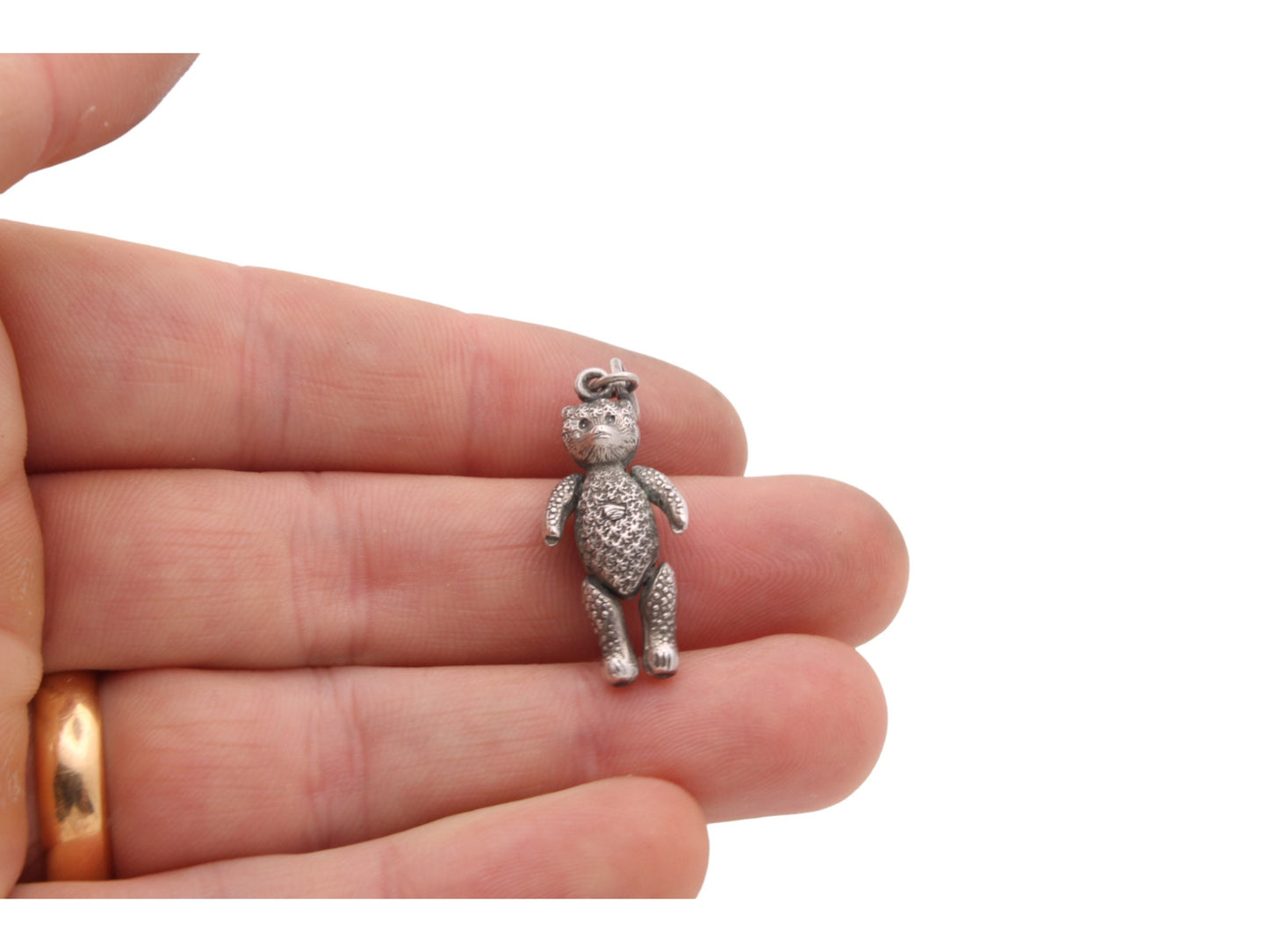 Antique Sterling Silver Teddy Bear Pendant
