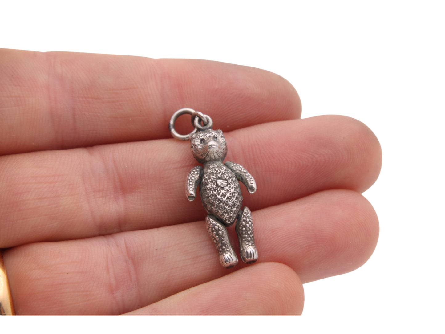 Antique Sterling Silver Teddy Bear Pendant