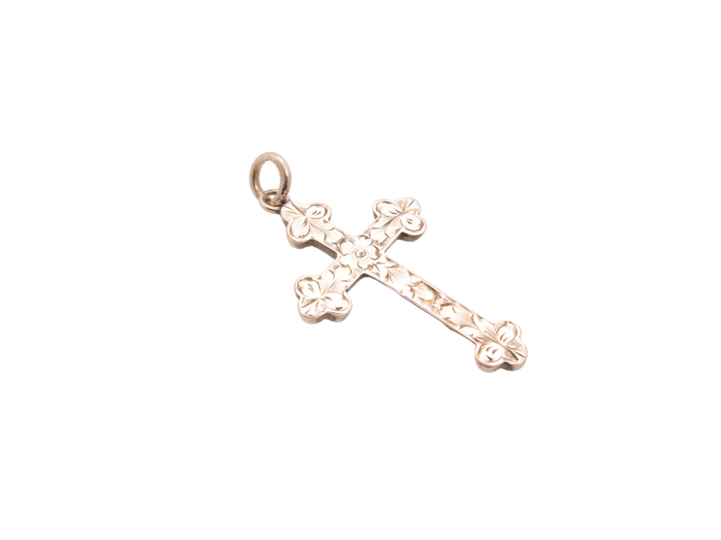 Antique 9ct Gold Engraved Cross Pendant