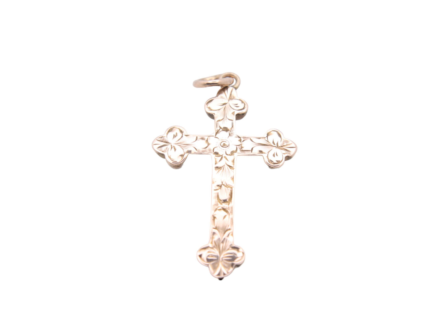 Antique 9ct Gold Engraved Cross Pendant