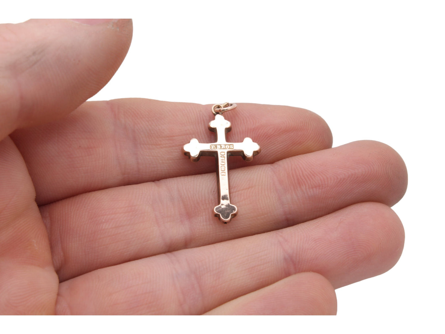 Antique 9ct Gold Engraved Cross Pendant