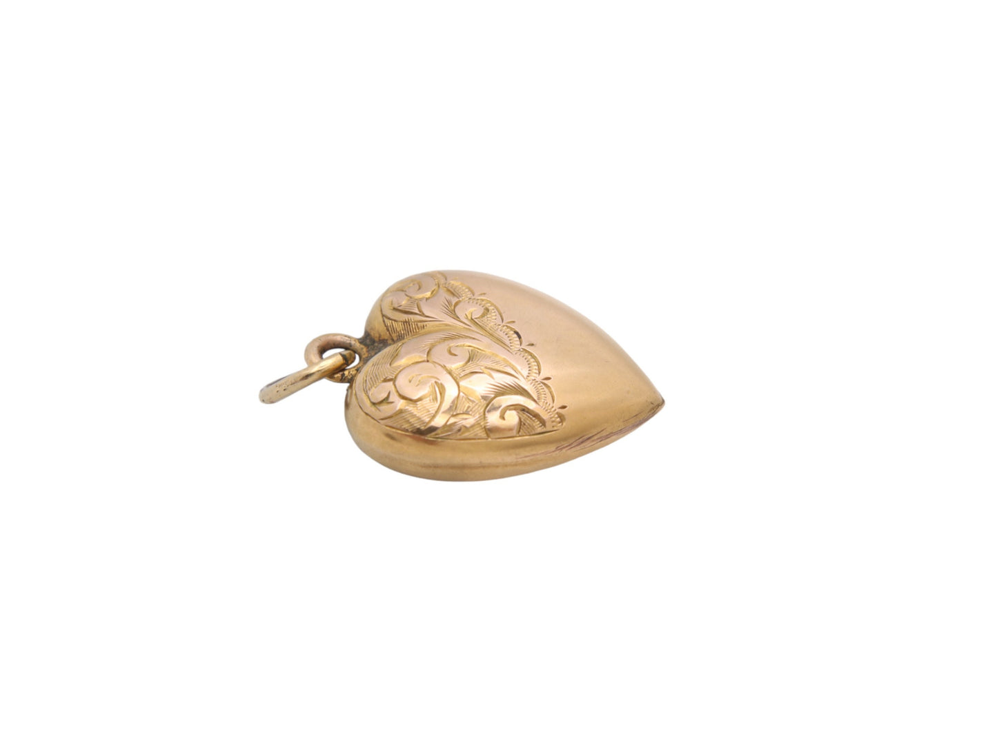 Antique 9ct Gold Puffy Heart Pendant