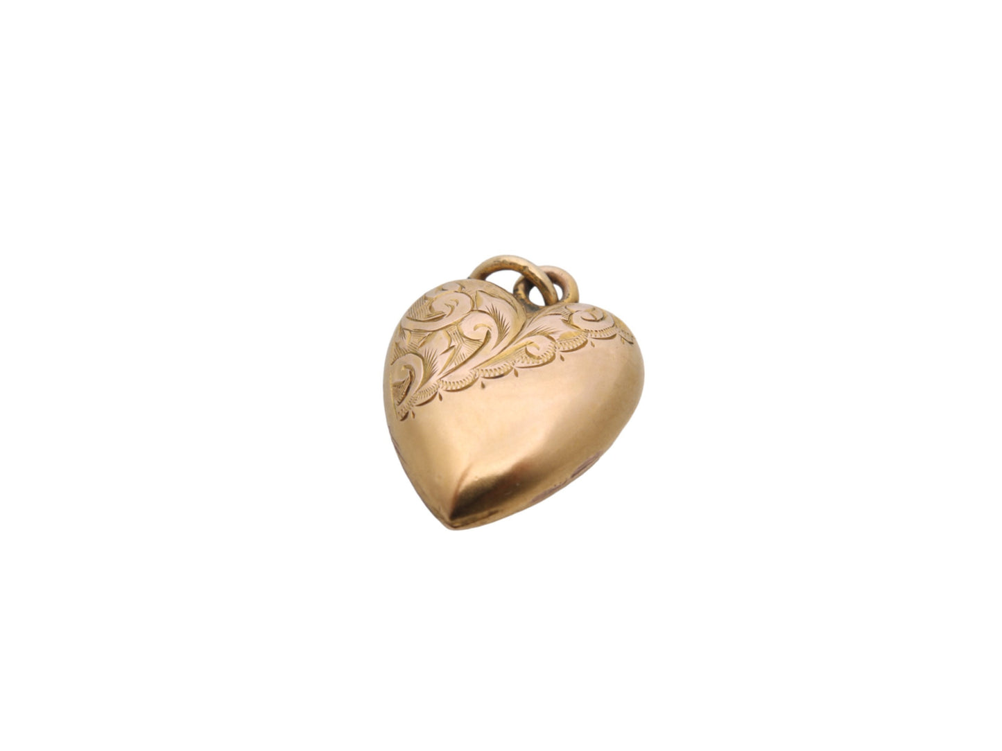 Antique 9ct Gold Puffy Heart Pendant