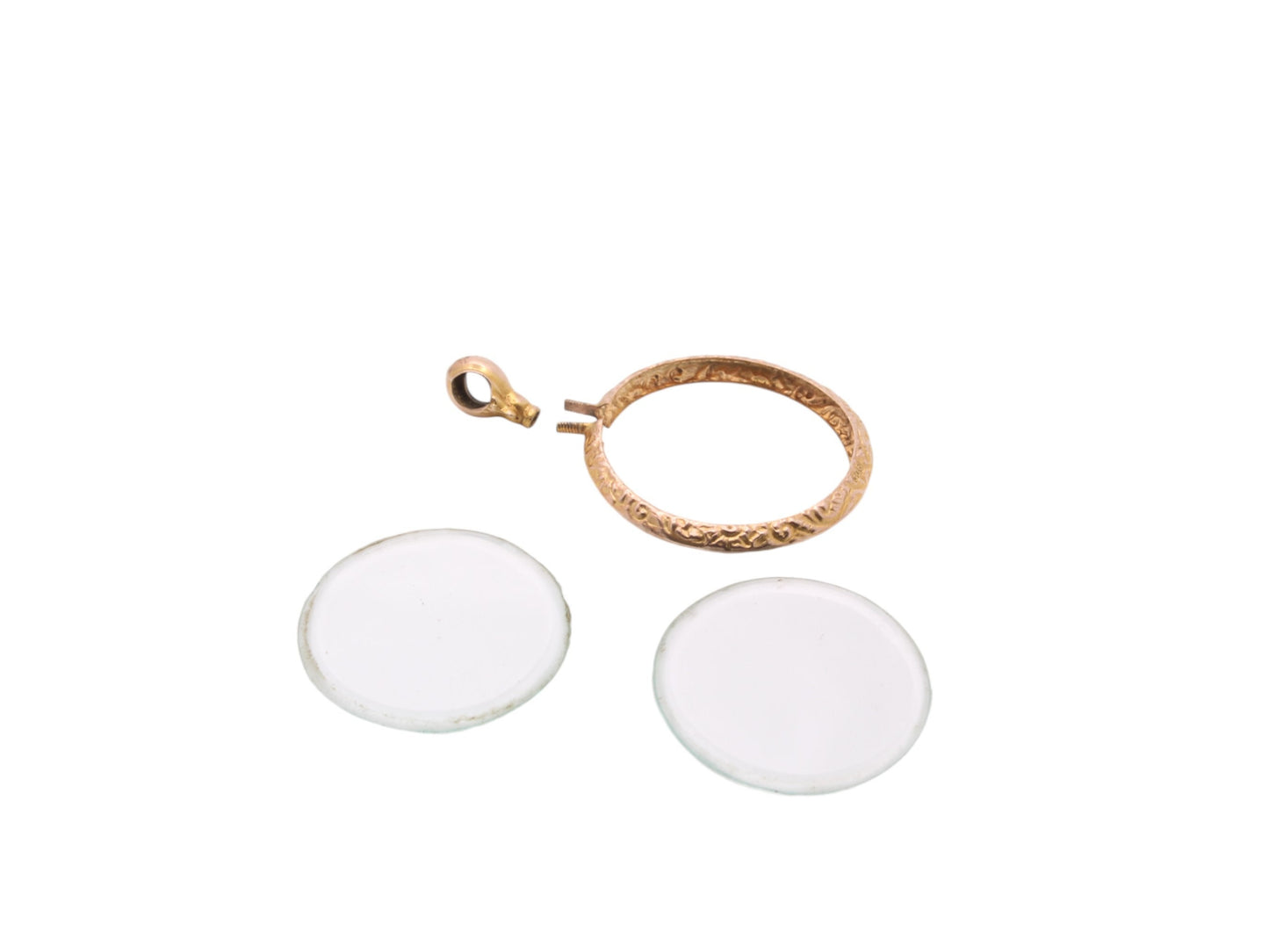 Antique Edwardian 9ct Gold Open Face Glass Locket Pendant