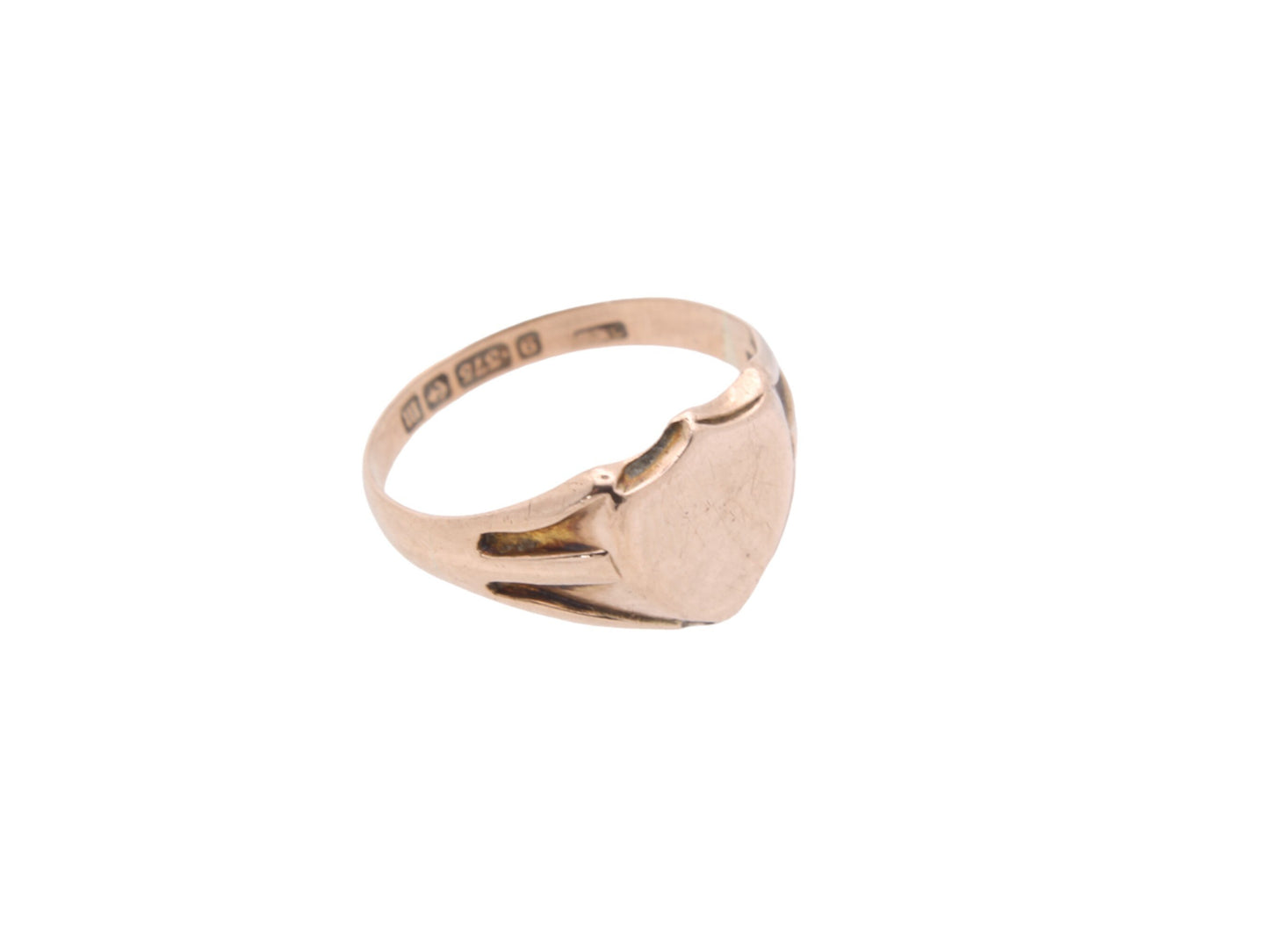 Antique 9ct Rose Gold Shield Signet Ring, 1911