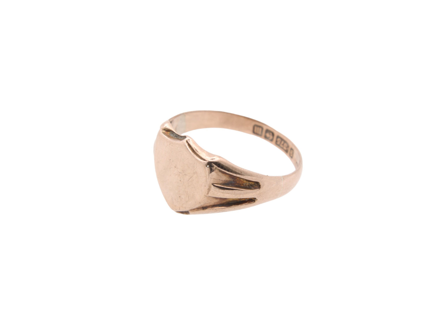 Antique 9ct Rose Gold Shield Signet Ring, 1911