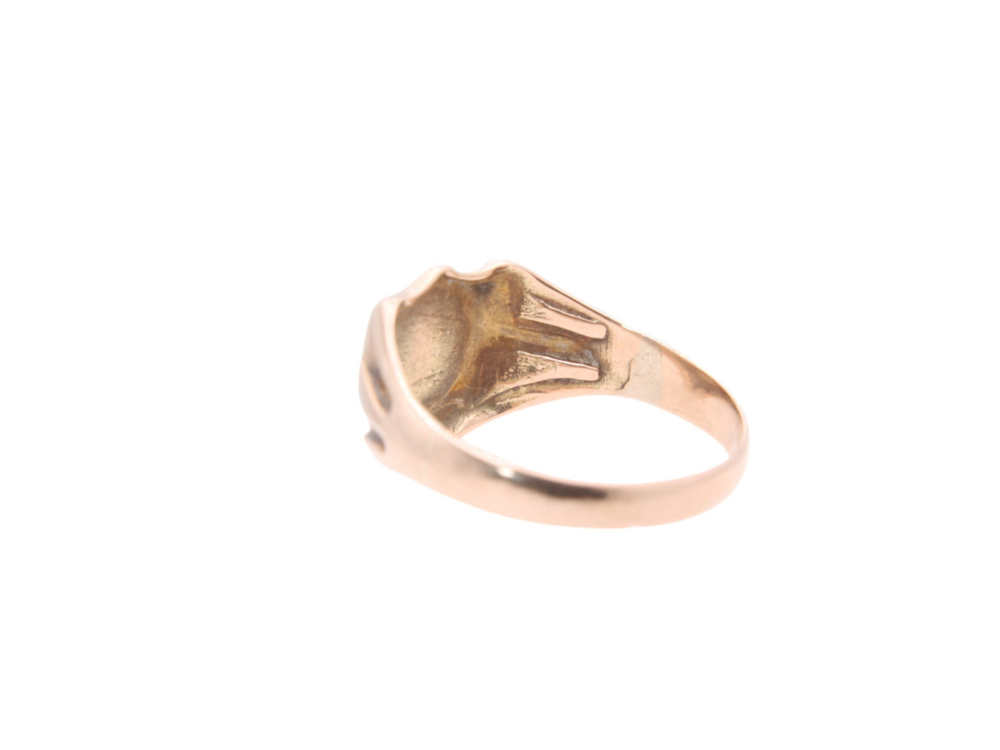 Antique 9ct Rose Gold Shield Signet Ring - 5.9g