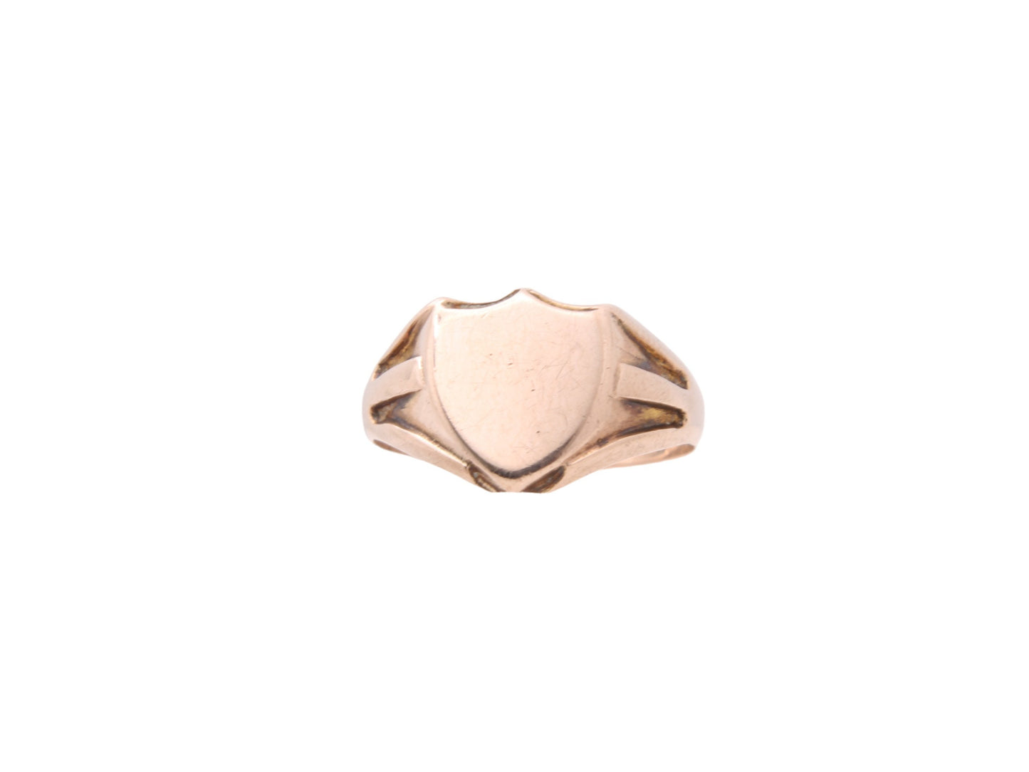 Antique 9ct Rose Gold Shield Signet Ring - 5.9g