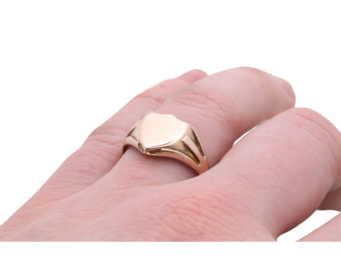 Antique 9ct Rose Gold Shield Signet Ring, 1911