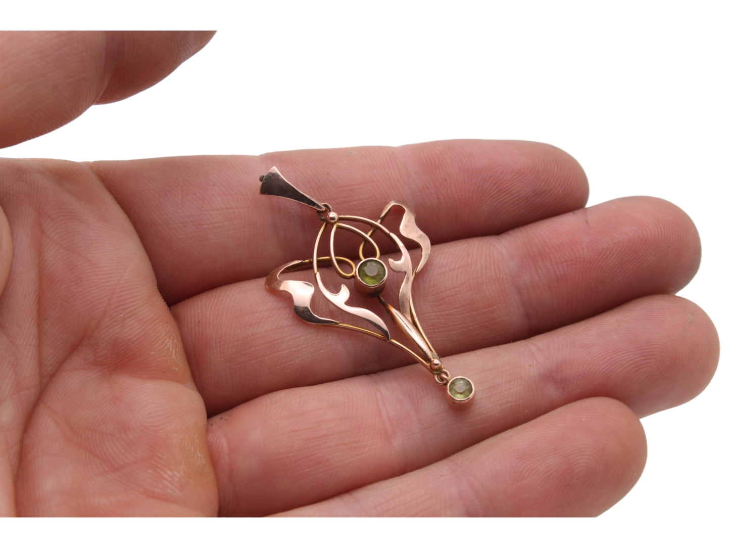 Antique Art Nouveau 9ct Gold Peridot Pendant