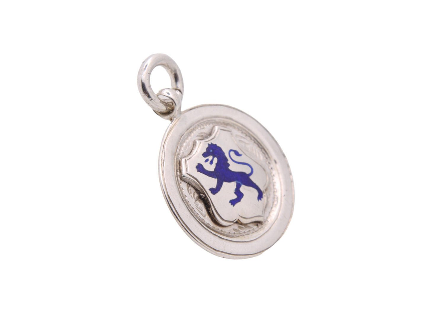 Antique Sterling Silver Enamelled Lion Pendant