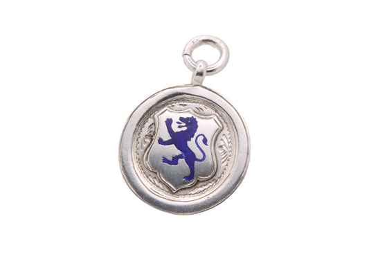 Antique Sterling Silver Enamelled Lion Pendant