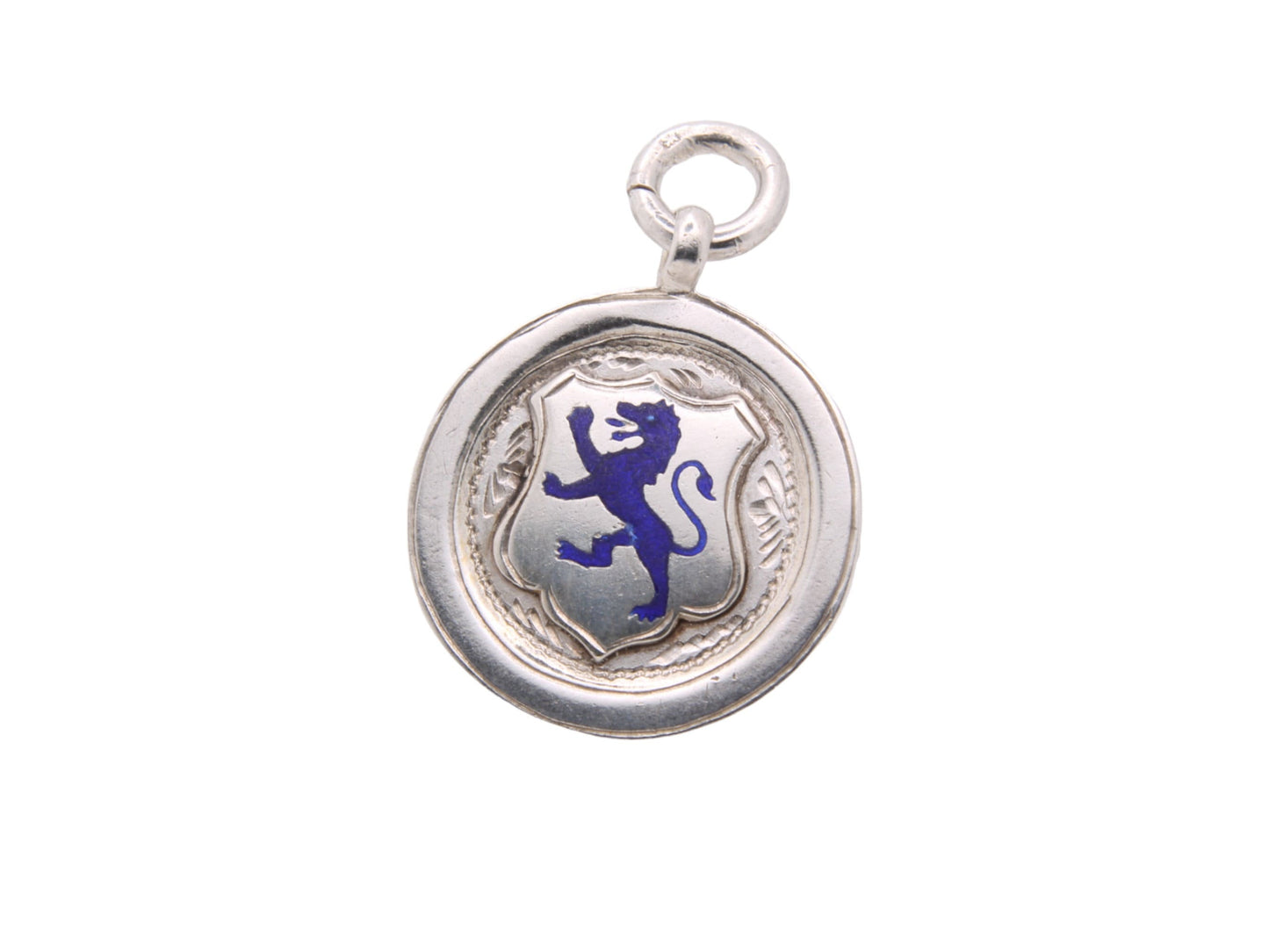 Antique Sterling Silver Enamelled Lion Pendant