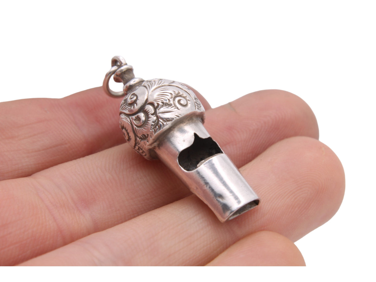 Antique Victorian Sterling Silver Acorn Whistle Pendant