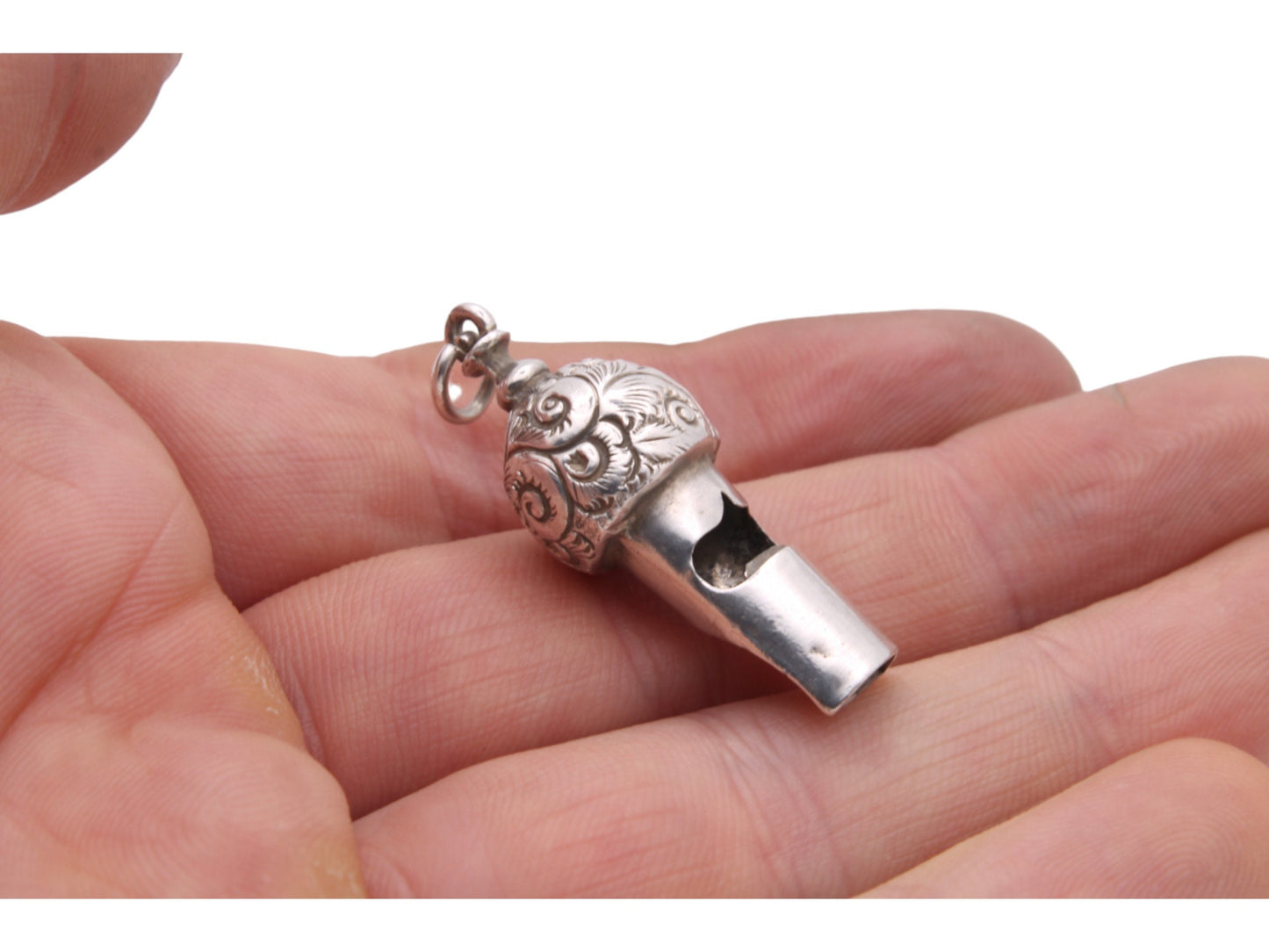Antique Victorian Sterling Silver Acorn Whistle Pendant