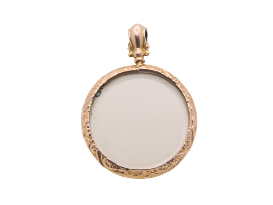 Antique Edwardian 9ct Gold Open Face Glass Locket Pendant