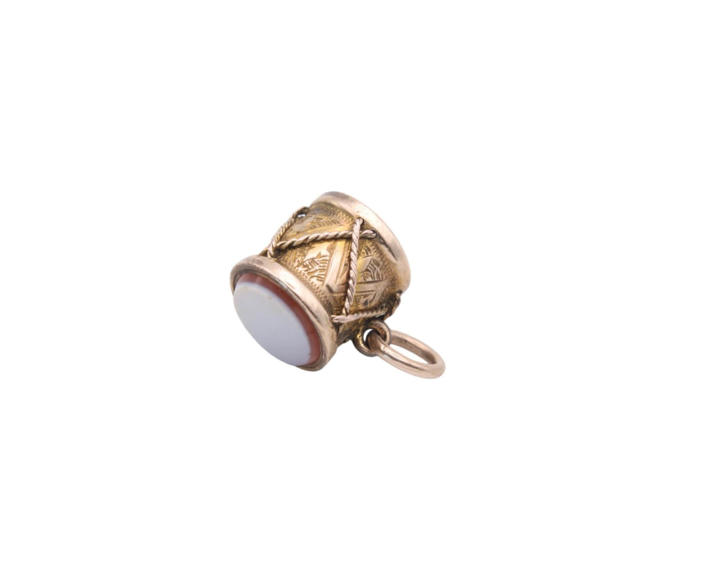 Antique 9ct Gold Bloodstone Drum Charm