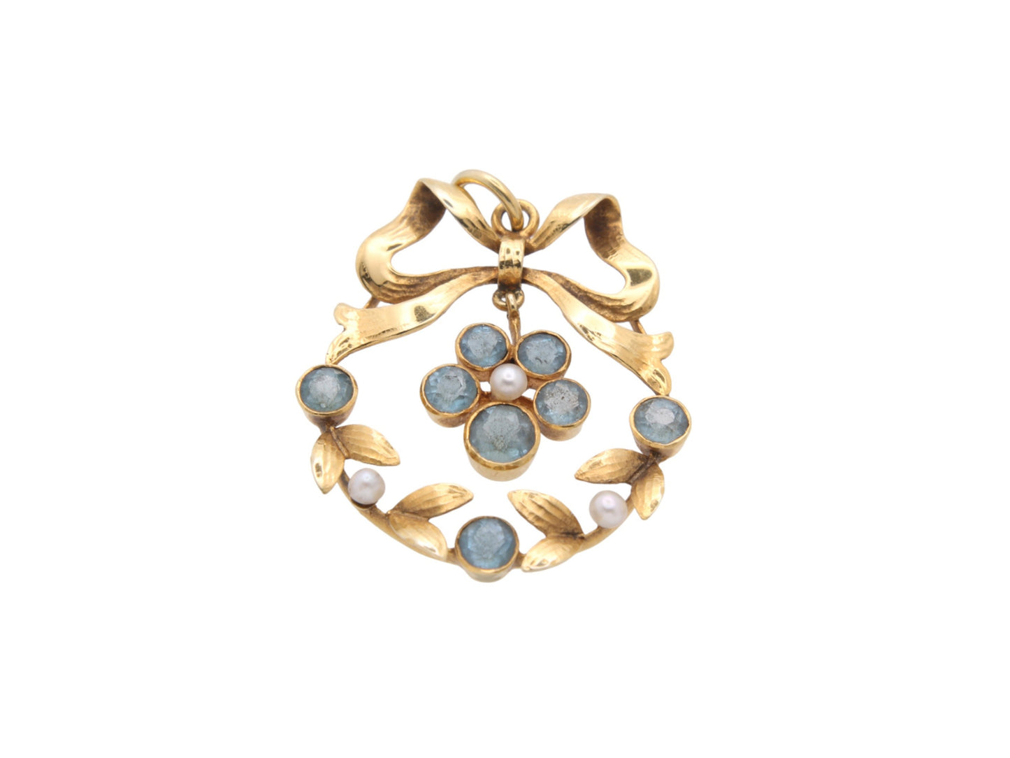 Antique 15ct Gold Topaz & Pearl Pendant