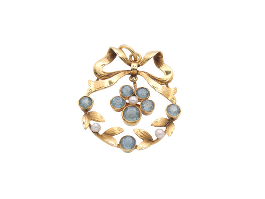 Antique 15ct Gold Topaz & Pearl Pendant