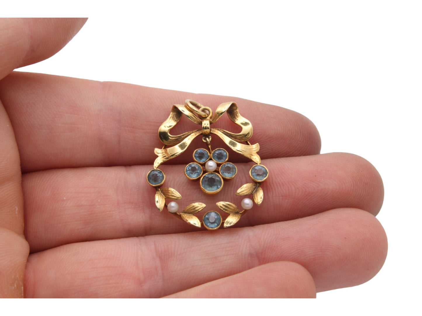 Antique 15ct Gold Topaz & Pearl Pendant