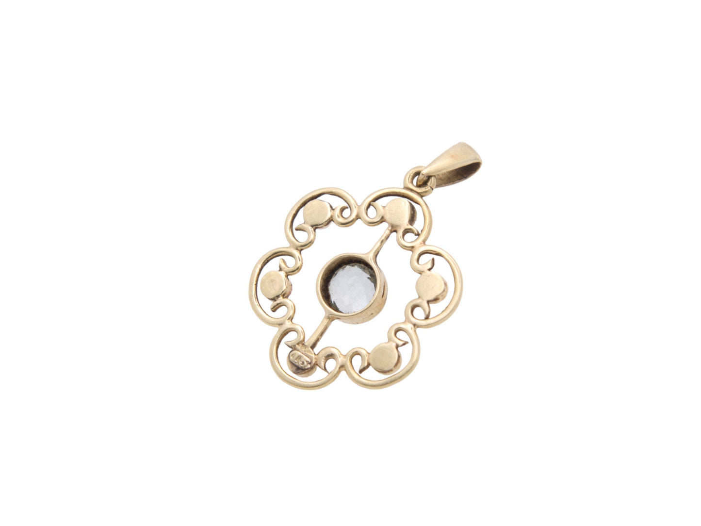 Antique 15ct Gold Aquamarine & Pearl Pendant