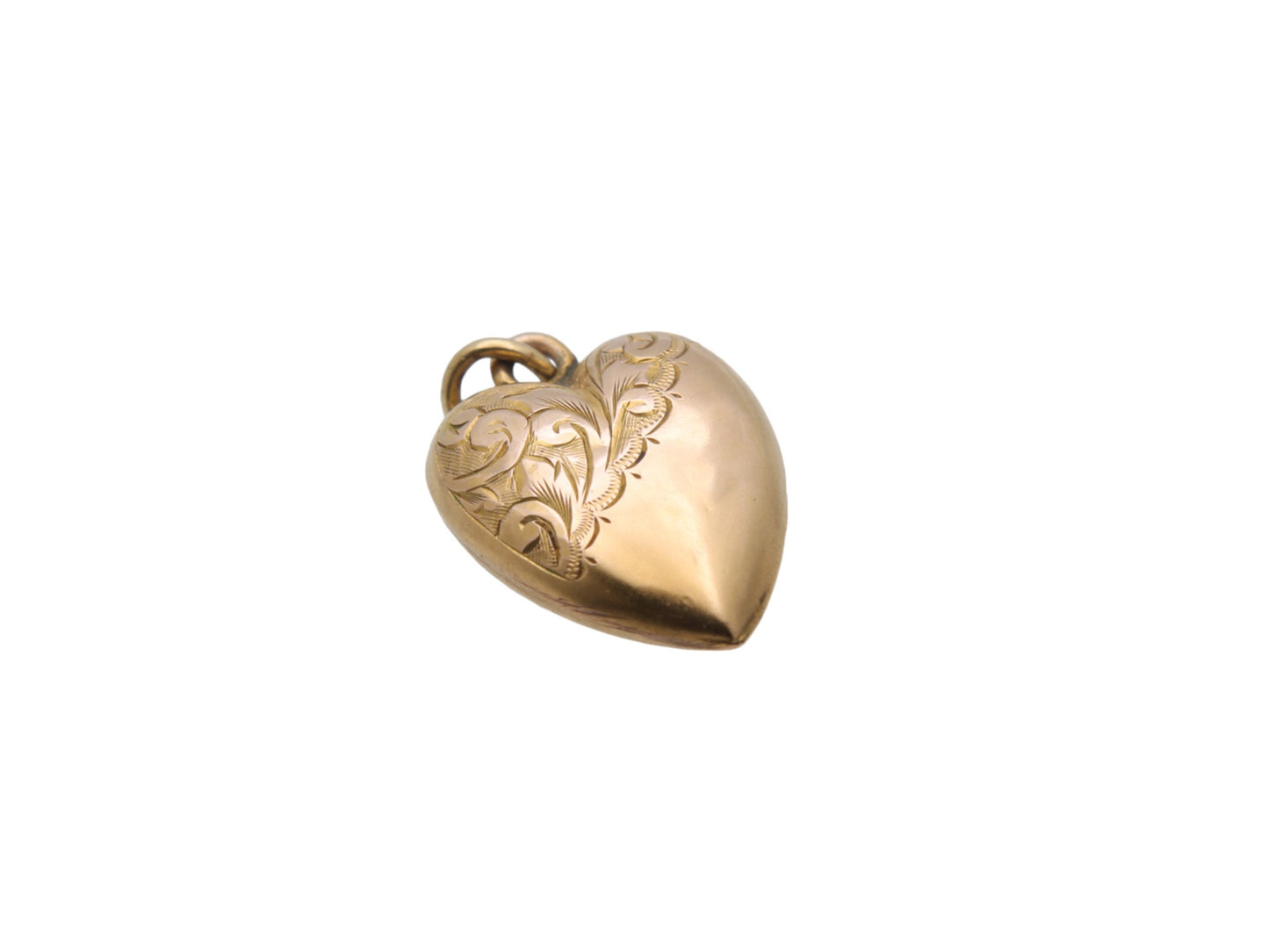 Antique 9ct Gold Puffy Heart Pendant