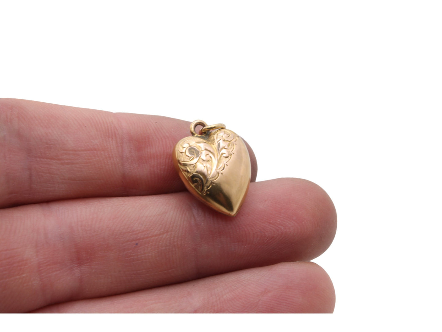 Antique 9ct Gold Puffy Heart Pendant