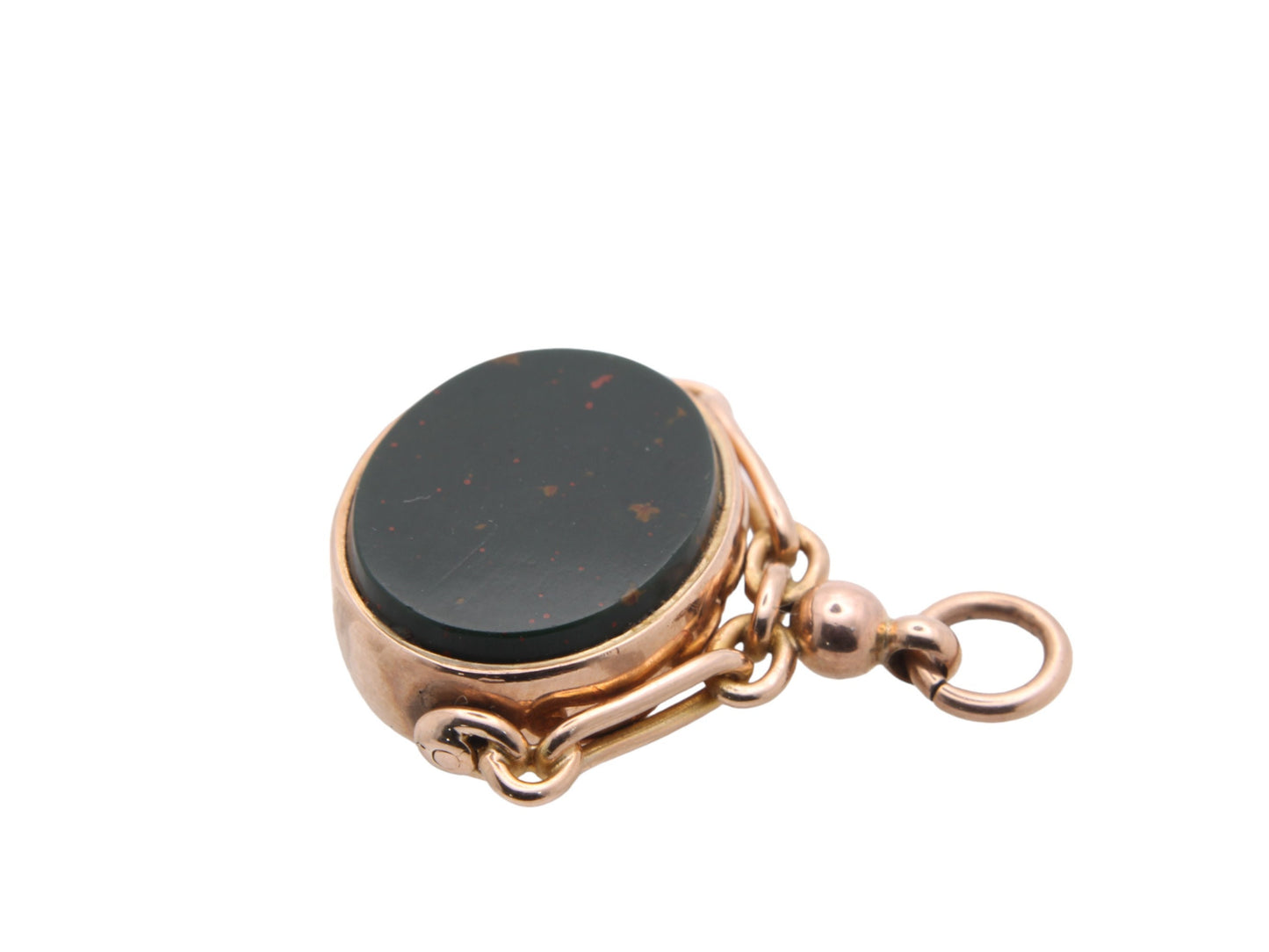 Antique 9ct Gold Bloodstone Spinner Pendant
