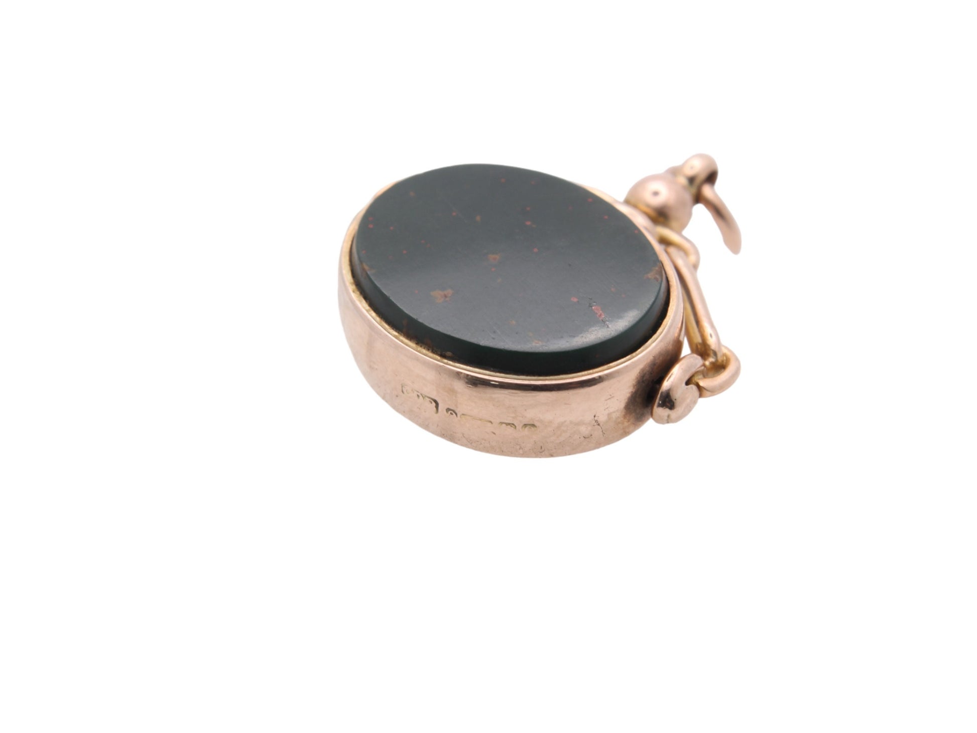 Antique-9ct-Gold-Bloodstone-Spinner-Pendant
