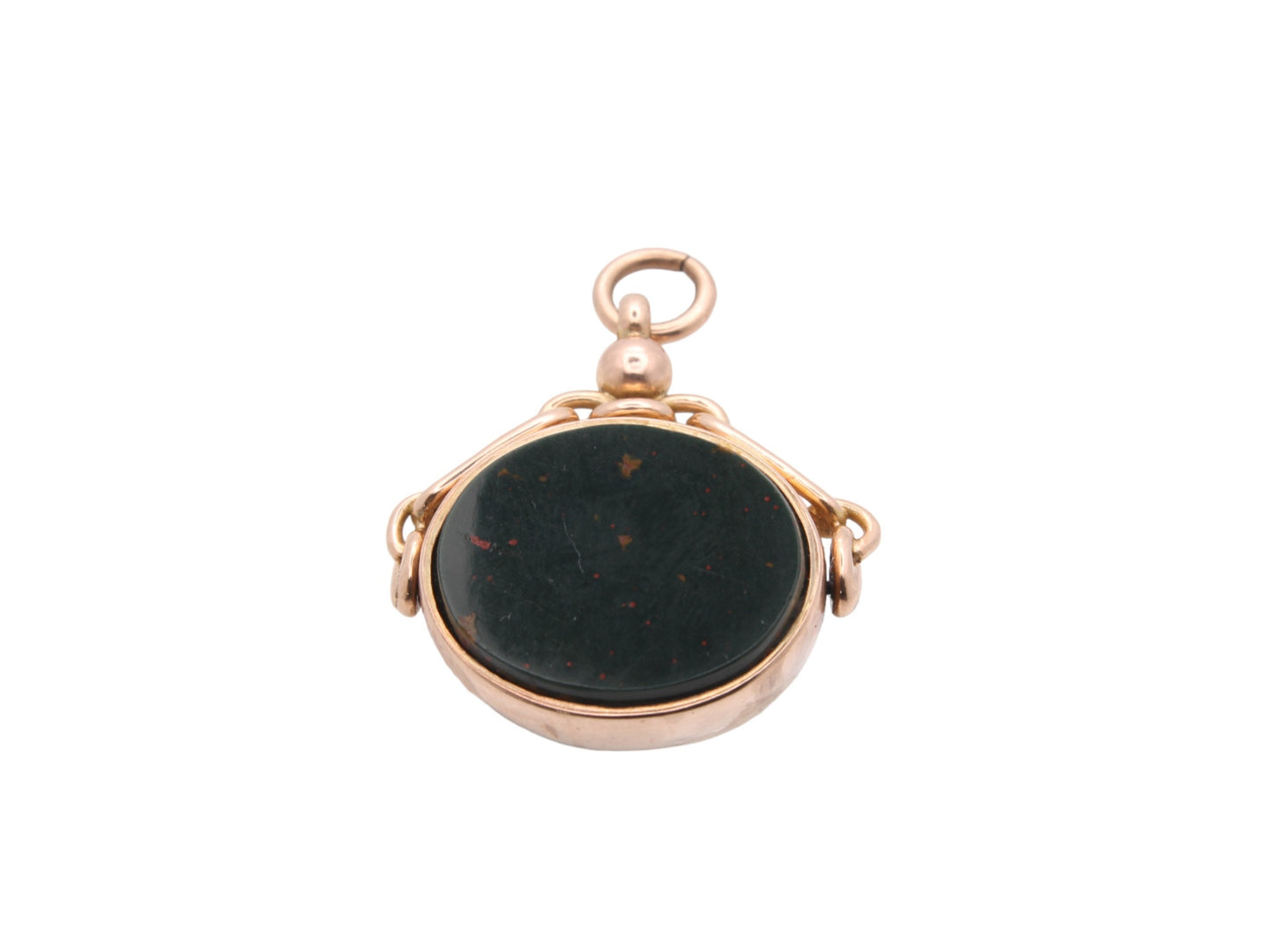 Antique 9ct Gold Bloodstone Spinner Pendant