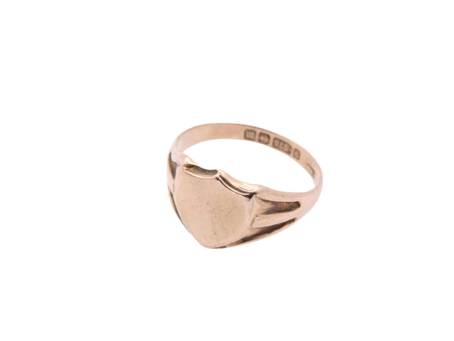 Antique 9ct Rose Gold Shield Signet Ring - 5.9g