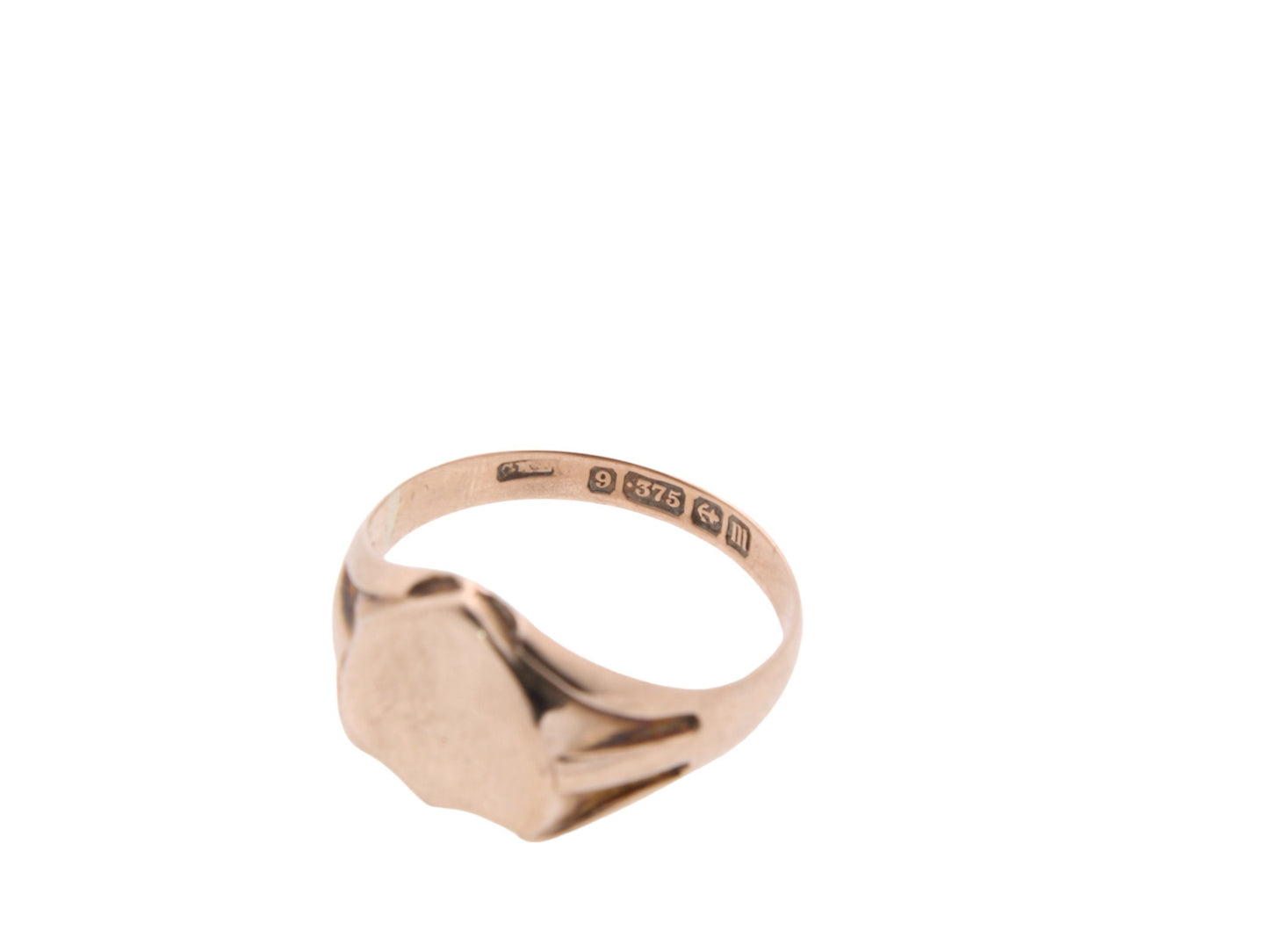 Antique 9ct Rose Gold Shield Signet Ring - 5.9g