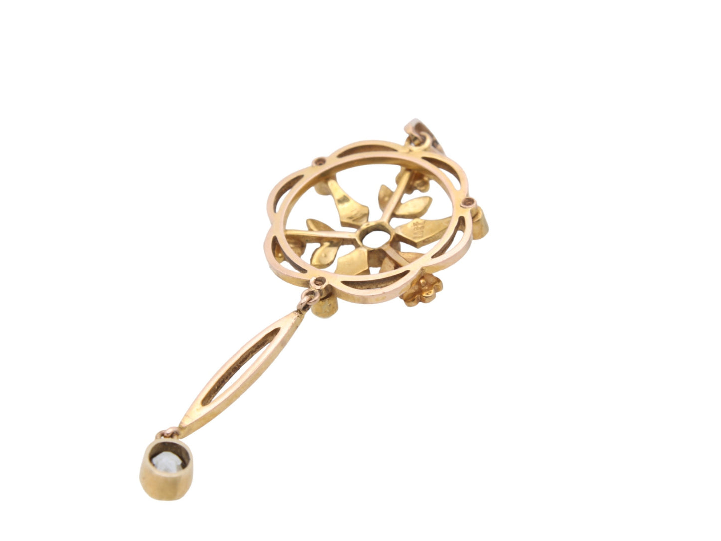 Antique 15ct Gold Aquamarine Pearl Pendant