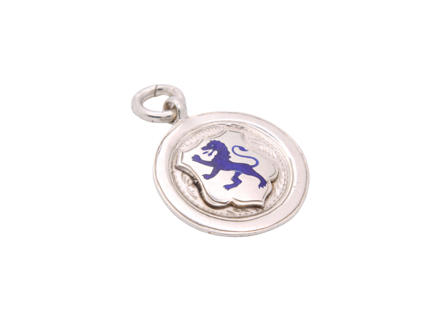 Antique Sterling Silver Enamelled Lion Pendant